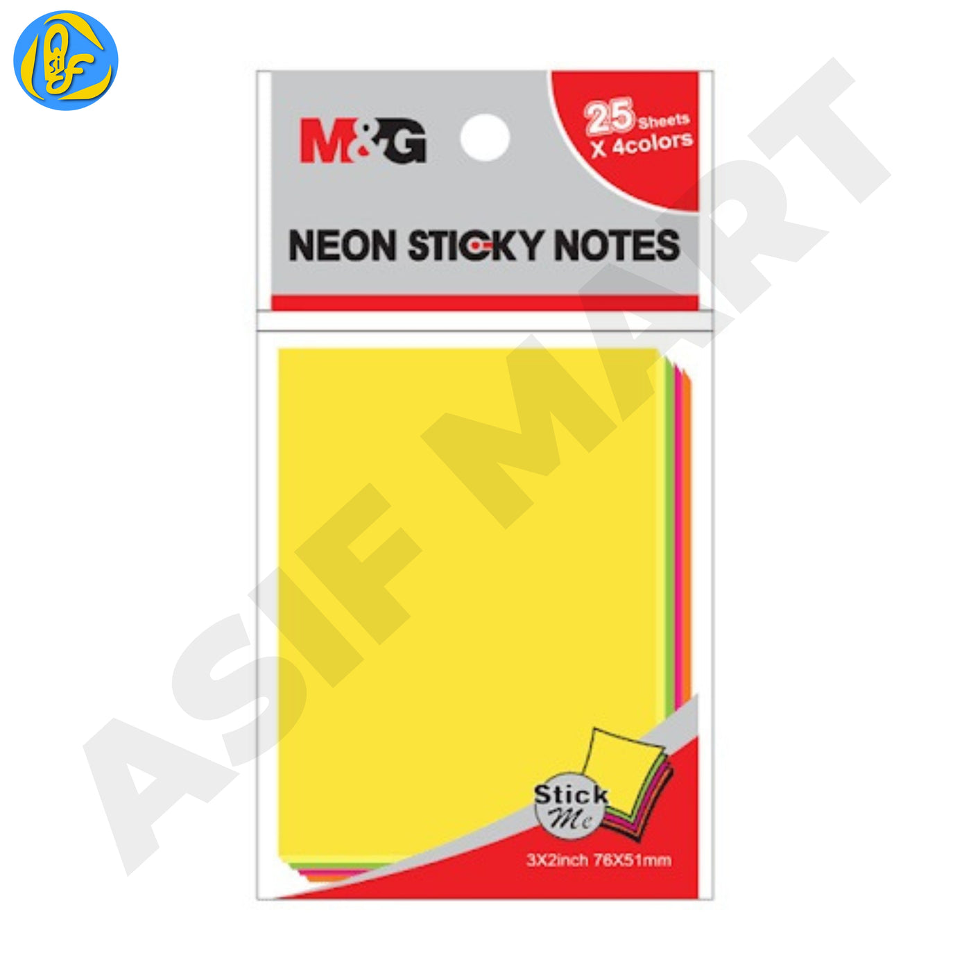 M&G YS-182 Neon Sticky Notes 3 x 2 Inches 4 Colours