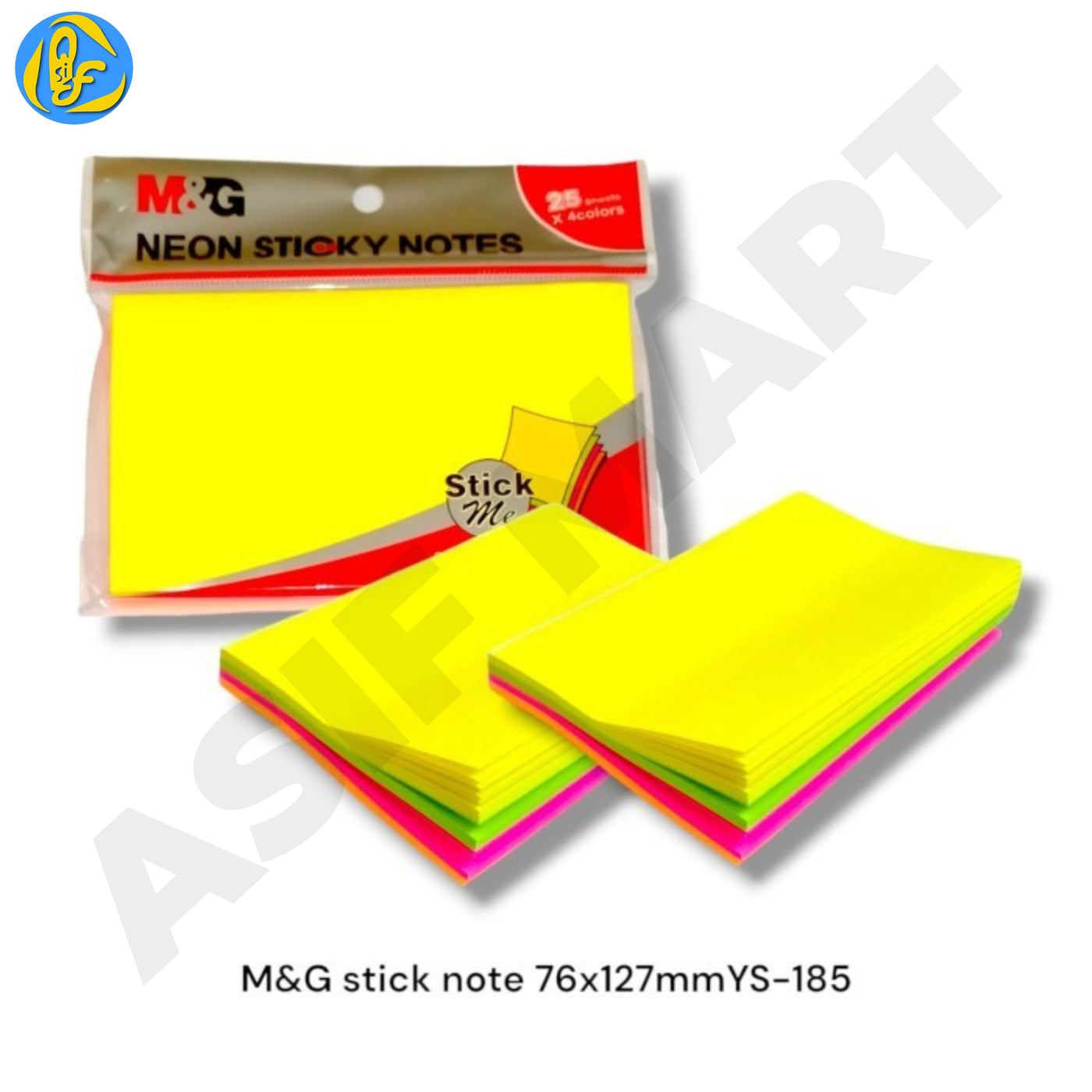 M&G YS-185 Neon Sticky Notes 3x5 Inches 4 Colours