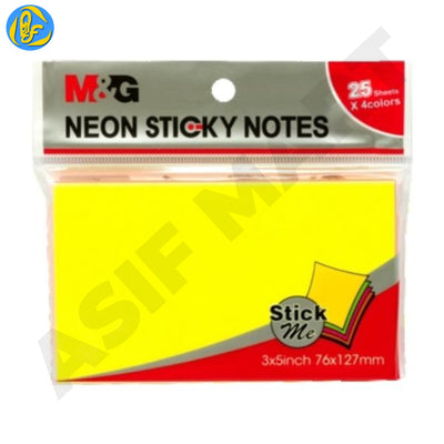 M&G YS-185 Neon Sticky Notes 3x5 Inches 4 Colours