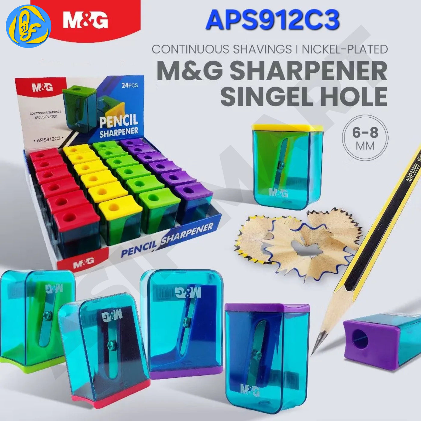 M&G APS912C3 Single Hole Storage Pencil Sharpener Colourful